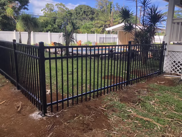 Custom fence installation project on Kauai.