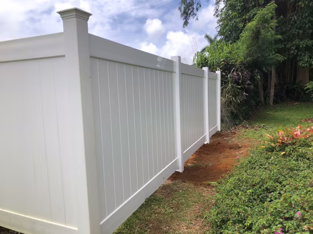 Custom fence installation project on Kauai.