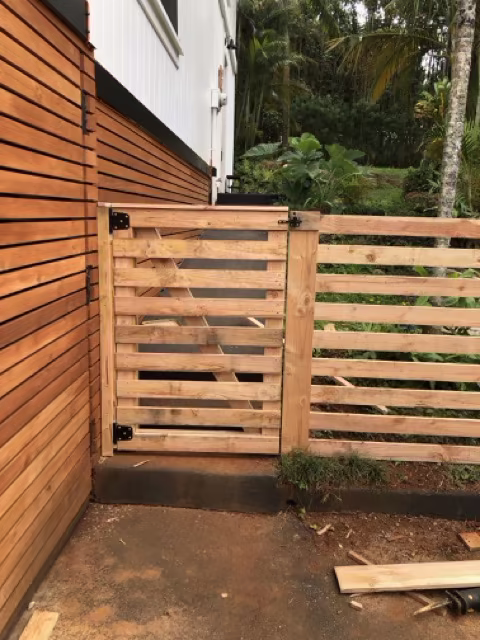 Custom fence installation project on Kauai.