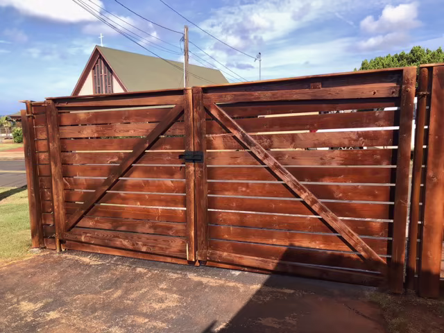 Custom fence installation project on Kauai.
