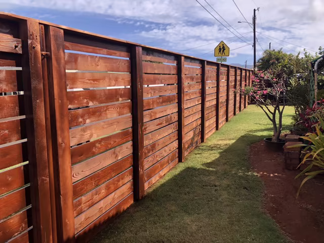 Custom fence installation project on Kauai.