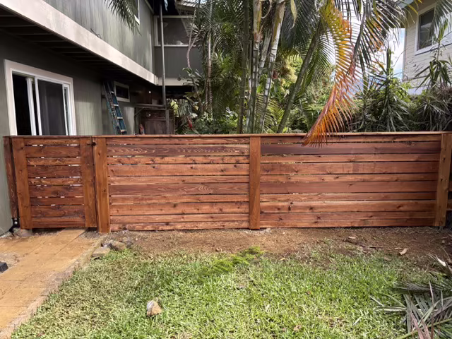 Custom fence installation project on Kauai.